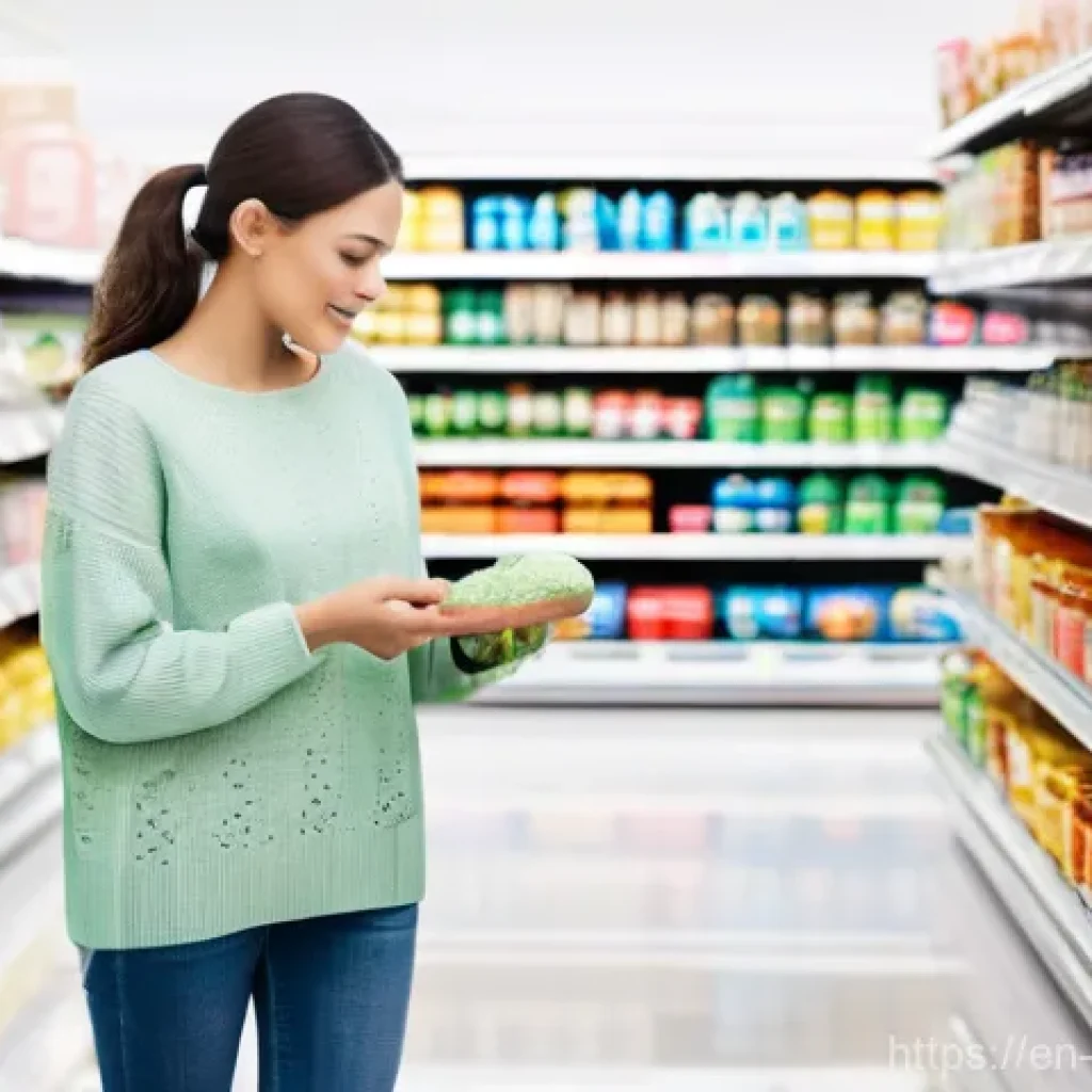 그린워싱의 경제적 동기 분석 - **"Eco-Premium" Consumer Choice**
    A bright, clean, and modern supermarket aisle. Focus on a well...