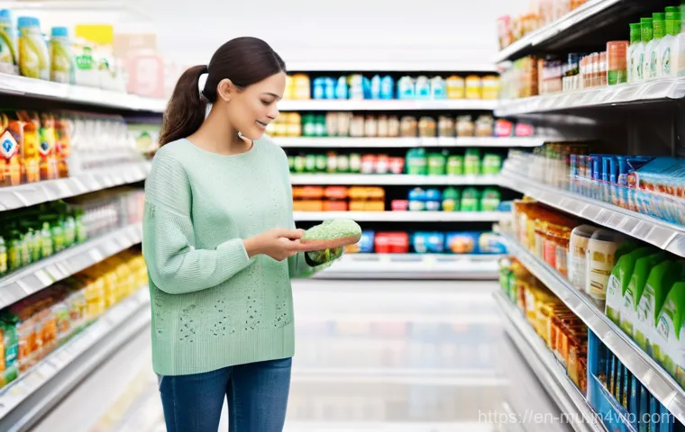 그린워싱의 경제적 동기 분석 - **"Eco-Premium" Consumer Choice**
    A bright, clean, and modern supermarket aisle. Focus on a well...