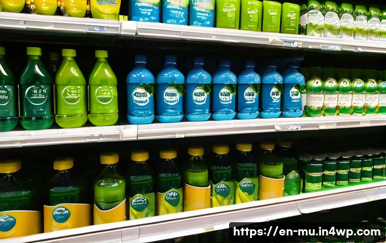 그린워싱과 친환경 제품의 진정성 - **Greenwashing Deception: The "Eco-Friendly" Illusion**

    **Prompt:** A close-up shot of a bright...