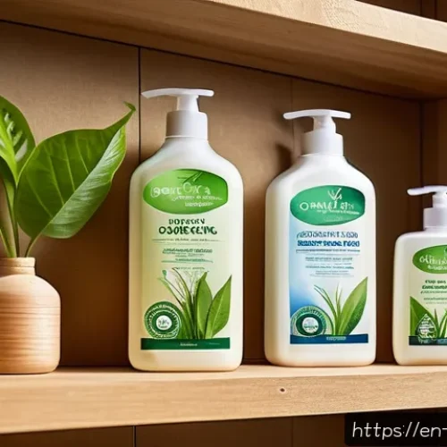 그린워싱과 소비자 보호법 - A modern eco-friendly product packaging design scene showing a variety of household items such as bi...